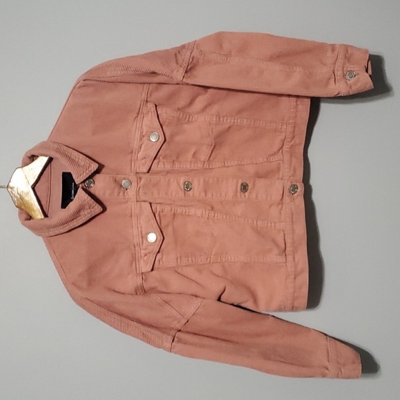 Stradivarius jacket women's size small S pink corduroy cropped crop - Picture 1 of 9